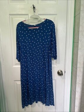 Navy Blue Polka Dot Midi Dress